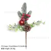 Galhos de pinha artificial de Natal transfronteiriços, flocos de neve, agulhas de pinheiro, bagas, galhos de frutas vermelhas, galhos de decoração de feriado, buquê de agulhas de pinheiro de Natal