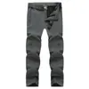 Calça de Corrida à Prova de Frio Masculina Outdoor Soft Shell Calça de Montanhismo Impermeável à Prova de Vento Ski Acolchoada Calça de Lã Forrada com Lã Inverno