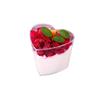Vaso de mousse de plástico desechable en forma de corazón alto, transparente, para postre, pudín, gelatina, tiramisú con tapa
