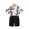 Conjunto de Camisa e Macacão para Meninos, Novo Estilo de Verão Estilo Hong Kong Roupa Formal, Roupa de Performance para o Dia das Crianças, Roupa Infantil, Atacado