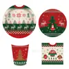 Mm352 Decoración de Suéter Navideño Feo Vajilla para Fiesta Navideña Set de 4 Piezas para 8 Personas Plato de Papel Navideño Vaso de Papel