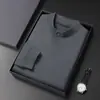 Camiseta de Veludo Double-Sided com Gola Alta Meia-Manga para Homens no Outono e Inverno Cor Lisa Quente Casual Manga Longa Moletom Camiseta de Base Top para Homens