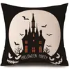 Funda de Almohada Halloween Calabaza Divertida Transfronteriza Amazon Estampado de Lino Funda Decorativa para Cojín de Sofá del Hogar