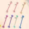 Pendientes de hueso de oreja de color nuevo transfronterizos, de varilla larga, para puente de oreja, doble perforación en la oreja, puente de oreja, acero inoxidable, 6 colores, Flor de Loto Amor