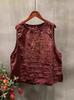 Colete de linho feminino 2025 verão literário retrô lavagem com areia cor frita gola redonda pullover sem mangas camiseta colete 24-337