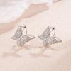 Aretes de mariposa de diamantes completos, hebilla para la oreja de lujo ligero, de alta gama, exquisitos, temperamento, diseño nicho, estilo coreano, estilo frío, niña, aretes flash