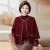 Ropa de otoño e invierno para madre, nuevo suéter de punto elegante talla grande, camisa básica moderna y a la moda para mediana edad y personas mayores, conjunto versátil de dos piezas