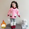 Conjunto de Polar para Niñas Otoño e Invierno 2025 Nuevo Sudadera de Dibujos Animados Conjunto de Dos Piezas Ropa de Invierno para Niños Bebé Ropa Casual de Moda