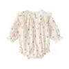 Mameluco de Algodón Puro para Bebé, Mono Floral de Manga Larga, Ropa Linda Floral para Bebé Niña, Mameluco de Primavera y Otoño en Stock