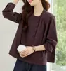 Camisa de Algodón Puro con Cuello Redondo y Mangas Largas para Mujer, Nuevo Estilo Primavera y Otoño 2026, Blusa Casual Holgada con Estilo Versión Coreana, Top Único