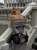 Vestido Suéter de Punto con Cuello de Una Línea para Socialité Europea y Americana de Amazon 2025 Falda Larga de Alta Gama que Cubre la Cintura y las Caderas para Mujer