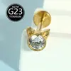 Liga de Titânio Completa Transfronteiriça Gatinho Diabólico Zircônia Tarraxa de Osso da Orelha Piercing com Rosca Interna Joia F136 Tarraxa de Orelha Tarraxa de Nariz