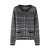 Suéter de Cachemira Suelto Nuevo con Cuello Redondo para Mujer, Cárdigan Jacquard Holgado, Chaqueta de Punto, Otoño e Invierno, Artesanía, Retro, Engrosado