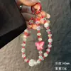 Cadena de Teléfono Móvil Corazón de Pedrería de Gama Alta Colgante de Muñeca de Moda para Mujer Llavero Corto Colgante de Cristal para Bolso