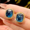 Otoño e Invierno Nuevo Joyería Huabi Azúcar Azul Afilado Artificial Conjunto de Joyería Retro 12*16-10*12 Mayoreo