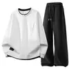 2026 Nuevo Conjunto Deportivo Casual de Primavera y Otoño para Hombre Talla Grande Sudadera de Cuello Redondo y Pantalones Deportivos Conjunto de Dos Piezas para Hombre 8X