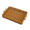 Cesta de Mimbre Sintético para Pan Estilo Japonés Bandeja de Frutas Almacenamiento en Casa Cesta de Pan Exhibición en Sala de Estar Cesta de Almacenamiento Tejida Cesta de Picnic