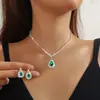Nuevo Collar de Pedrería Transfronterizo, Set de Tres Piezas de Lujo Ligero de Nicho, Accesorios de Boda Europeos y Americanos, Elegante Juego de Joyería para Novia