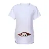 2023 Nueva Ropa de Maternidad de Manga Corta Estilo Europeo y Americano, Top Camiseta de Manga Corta con Cuello Redondo Estilo Europeo y Americano, Algodón Cómodo Casual de Verano