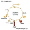 Conjunto de Colar e Pulseira com Pingente Multifuncional de Aço Inoxidável Super Brilhante Zircônia 5A Trevo da Sorte Pimenta Pequena Banhado com Ouro 18K Real