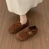 Zapatos Birkenstock Retro de Terciopelo Estilo Coreano para Mujer 2025 Nuevo Estilo Mocasines sin Cordones de Suela Gruesa Zapatos Peludos para Mujer Ropa Exterior de Invierno