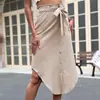 Site Independente da Amazon Comércio Exterior Transfronteiriço Saias Casuais de Verão Europeias e Americanas para Mulheres com Botões Irregulares e Saias de Amarrar