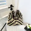 Bolso de Paja Tejida Calado de Verano, Bolso de Playa para Vacaciones, Bolso de Paja a la Moda, Bolso Tote de un Solo Hombro, Bolso Tejido a Mano