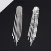 Pendientes de Clip Perforados con Borla Flash de Venta Caliente Europeos y Americanos, Largos de Moda Exquisito Temperamento Pendientes de Novia Venta al por Mayor Transfronteriza
