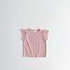 Verano 2026 Nueva Camiseta para Niñas Estilo Coreano Algodón Delgado Color Sólido Manga Acampanada Versátil Manga Corta para Niños Pequeños En Stock
