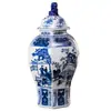 Jingdezhen jarrón general hexagonal grande adorno de pie jarrón de cerámica pintado a mano jarrón de almacenamiento de porcelana decoración de jarrón de flores