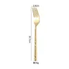 Amazon 304 High-end Martelo Cabo Redondo Hotel Faca de Bife Ocidental, Garfo e Colher Conjunto de 5 Peças Aço Inoxidável Banhado a Ouro Talheres