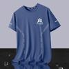 Camiseta de manga corta para hombre, de verano, de marca de moda, de seda helada, fina, con cuello redondo, holgada, de secado rápido, informal, combinable con todo.