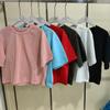 Sencillo Japonés Verano 2024 para Mujer Estilo Corto Sexy Algodón Suelto Camiseta Corta Cuello Redondo Manga Corta 467214