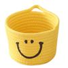INS Cesta Redonda de Cuerda de Algodón Tejida con Cara Sonriente Organizador de Juguetes para Niños Cesta de Almacenamiento con Cordón 1425