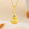 Colgante Popular Hecho a Mano de Vidrio Cepillado de Xiaohongshu con Diamantes Brillantes en Forma de Calabaza, Nuevo Collar de Moda de Lujo Ligero Estilo Chino con un Toque de Alta Gama