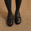 Zapatos Mary Jane de estilo ballet francés con textura de piel de oveja, tira cruzada para mujer, huecos, transpirables, puntera redonda, suela gruesa, de corte bajo, zapatos de un solo color