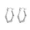 Pendientes de moda europeos y americanos con hebilla de bambú hexagonal de acero inoxidable, pendientes de acero de titanio, joyería al por mayor.