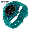 Reloj Digital Sanda Transparente Esfera Grande Luminoso Resistente al Agua Multifunción Cronómetro Segmentado Reloj Despertador