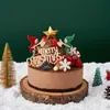 Nova decoração de bolo de Natal de madeira simples estilo ins transfronteiriço Decoração de bolo de Natal suprimentos para festa atacado