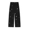Bordado de Perrito de Dibujos Animados Moda Casual Jeans Moda Masculina Primavera Pantalones Rectos de Pareja Pantalones Casuales Holgados de Nicho