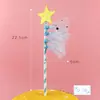 Bandeirinha de Decoração de Bolo Estrela Cadente Acessórios de Confeitaria de Aniversário Enfeites Renda de Celebridade da Internet Rede Malha Estrela de Cinco Pontas Cartão Plug-in