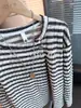 Camiseta Retro de Rayas con Cuello en V Holgada de Manga Larga Estilo Old Money para Hombres y Mujeres Moda Otoño Versátil Casual Capa Base Transpirable