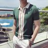 Novo suéter de verão manga curta cardigã masculino camisa POLO slim business camiseta cor contrastante comércio exterior atacado transfronteiriço