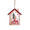 Decoración navideña Árbol de Navidad Anciano Muñeco de nieve Ciervo Casa hueca de madera Colgante Árbol de Navidad impreso de madera Colgante