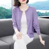 Cárdigan de Seda para Mujer de la Ciudad de Ordos, Corte Holgado, Cuello Redondo Bajo, Ropa de Abrigo, Abrigo de Lana Tejido Primavera 2024