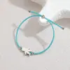 Popular Transfronteiriço Nicho Simples Moda Pulseira de Corda Azul Design Vilão do Amor Pingente Redondo Pulseira de Aço Inoxidável Tendência
