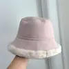 Chapéu de Pescador de Camurça com Estampa de Leopardo Personalizado para Outono e Inverno, Chapéu Fofo e Quente para Mulheres, Chapéu Balde de Pelúcia Versátil Dupla Face