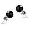 Pendientes de Plata de Ley s925 ~ Ágata Negra Estilo Coreano Ins Frescos de Moda Temperamento Versátil Nicho Pendientes de Diseño de Alta Gama