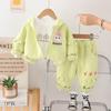 Roupas de Outono para Menina 2025 Primavera e Outono Novo Estilo Moda para Menina Moletom Casual para Menino Conjunto de Três Peças