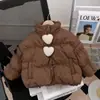 M260 Roupa Externa de Algodão com Coração para Meninas Novo Estilo Acolchoada com Lã Espessada Estilo Estrangeiro Roupa Externa de Algodão para Bebê Roupa Externa Quente de Inverno para Crianças